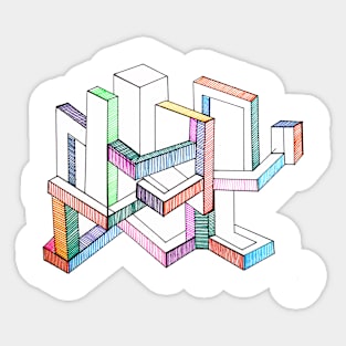 Geometric city minimal  sci-fi Sticker